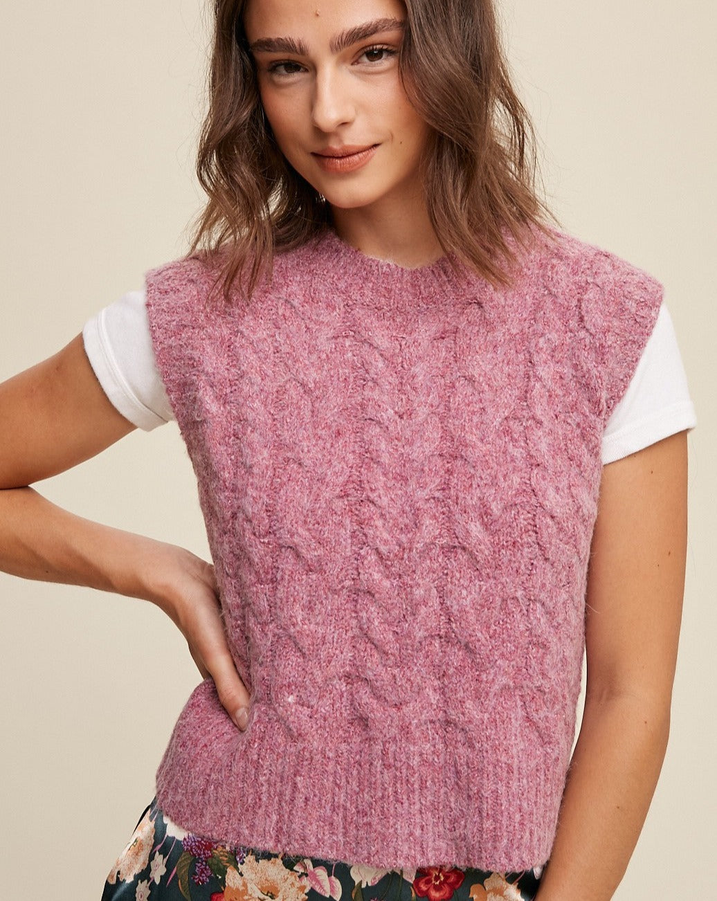 Charlie Sweater Vest (Raspberry)