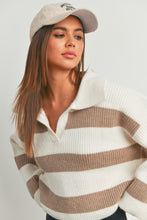 Load image into Gallery viewer, Vermont Striped Collared Sweater (Taupe)
