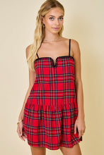 Load image into Gallery viewer, Plaid Drop Waist Dress (Red)
