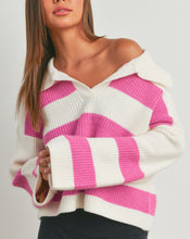 Load image into Gallery viewer, Vermont Striped Collared Sweater (Pink)
