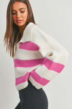 Load image into Gallery viewer, Vermont Striped Collared Sweater (Pink)
