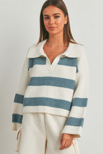 Load image into Gallery viewer, Vermont Striped Collared Sweater (Blue)

