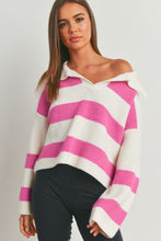 Load image into Gallery viewer, Vermont Striped Collared Sweater (Pink)
