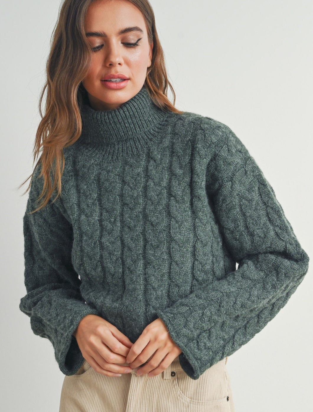 Thick Braided Turtle Neck Sweater