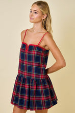 Load image into Gallery viewer, Plaid Drop Waist Dress (Navy)
