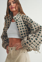 Load image into Gallery viewer, Checkered Fuzzy Jacket (Green)
