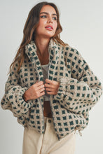 Load image into Gallery viewer, Checkered Fuzzy Jacket (Green)
