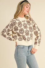 Load image into Gallery viewer, Flower Pattern Sweater (Chocolate)
