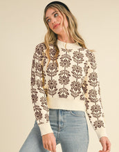 Load image into Gallery viewer, Flower Pattern Sweater (Chocolate)
