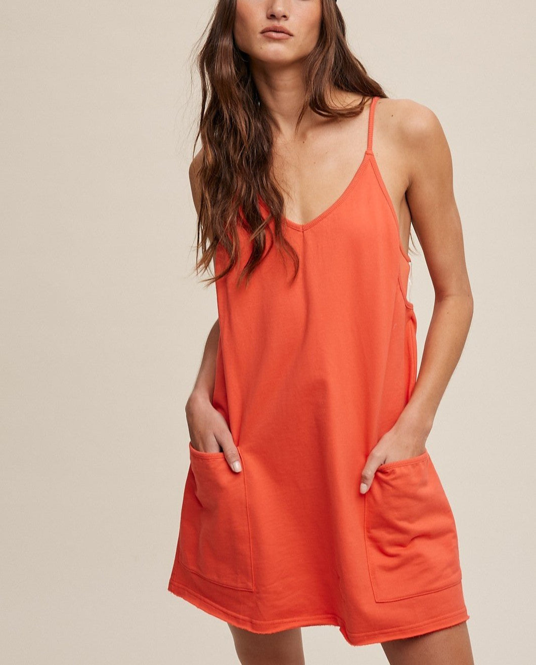 Sporty Mini Dress With Built In Romper Liner (Blood Orange)