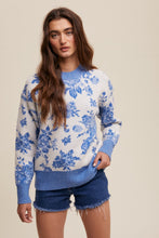 Load image into Gallery viewer, Blue Flower Garden Sweater
