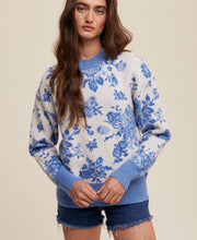 Load image into Gallery viewer, Blue Flower Garden Sweater
