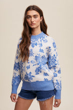 Load image into Gallery viewer, Blue Flower Garden Sweater
