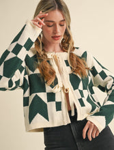 Load image into Gallery viewer, Geo Tie Cardigan (Green)
