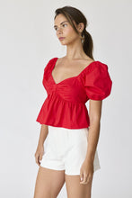 Load image into Gallery viewer, Piper Red Puff Sleeve Top

