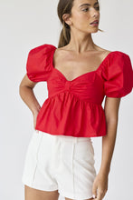 Load image into Gallery viewer, Piper Red Puff Sleeve Top
