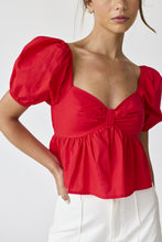 Load image into Gallery viewer, Piper Red Puff Sleeve Top
