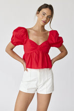 Load image into Gallery viewer, Piper Red Puff Sleeve Top
