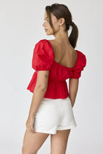 Load image into Gallery viewer, Piper Red Puff Sleeve Top
