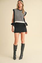 Load image into Gallery viewer, Black + Ivory Patterned Sweater Vest
