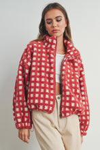 Load image into Gallery viewer, Checkered Fuzzy Jacket (Red)
