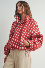 Load image into Gallery viewer, Checkered Fuzzy Jacket (Red)
