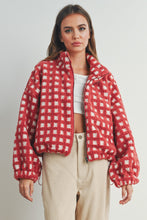 Load image into Gallery viewer, Checkered Fuzzy Jacket (Red)
