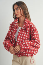 Load image into Gallery viewer, Checkered Fuzzy Jacket (Red)
