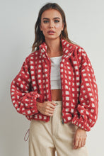 Load image into Gallery viewer, Checkered Fuzzy Jacket (Red)
