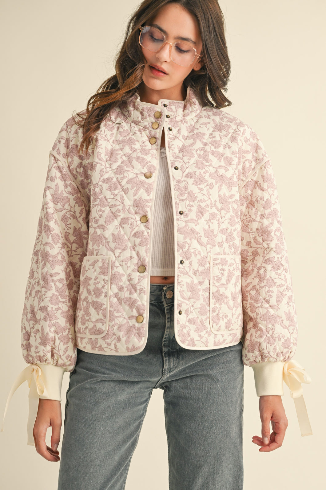 Floral Quilted Jacket (Pink)