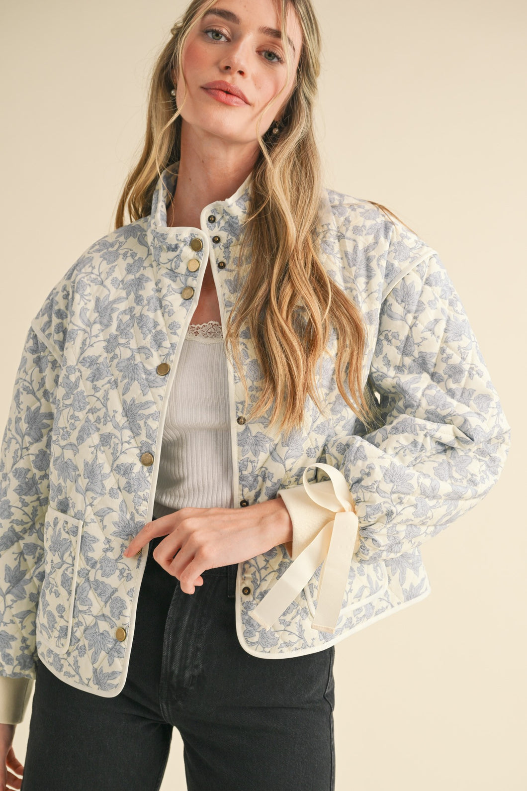 Floral Quilted Jacket (Blue)