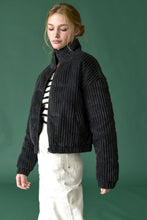 Load image into Gallery viewer, Black Corduroy Puffer Jacket
