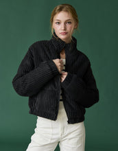 Load image into Gallery viewer, Black Corduroy Puffer Jacket
