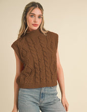 Load image into Gallery viewer, Chunky Cable Knit Sweater Vest (Brown)
