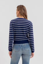 Load image into Gallery viewer, Nautical Striped Cardigan (Navy)
