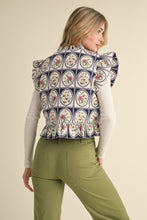 Load image into Gallery viewer, Quilted Flutter Sleeve Floral Vest (Navy)
