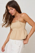 Load image into Gallery viewer, Erin Bow Detail Denim Tank (Taupe)

