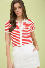 Load image into Gallery viewer, Knit Short Sleeve Button Down (Red)
