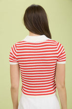 Load image into Gallery viewer, Knit Short Sleeve Button Down (Red)

