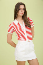 Load image into Gallery viewer, Knit Short Sleeve Button Down (Red)
