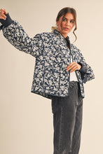 Load image into Gallery viewer, Floral Quilted Jacket (Navy)
