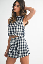 Load image into Gallery viewer, Navy Scallop Gingham Set (Skort)
