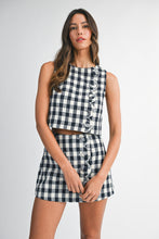 Load image into Gallery viewer, Navy Scallop Gingham Set (Skort)
