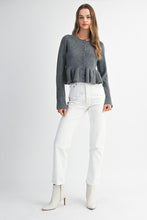 Load image into Gallery viewer, Charcoal Peplum Cardigan
