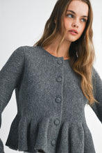 Load image into Gallery viewer, Charcoal Peplum Cardigan
