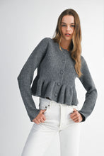 Load image into Gallery viewer, Charcoal Peplum Cardigan
