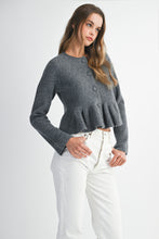 Load image into Gallery viewer, Charcoal Peplum Cardigan
