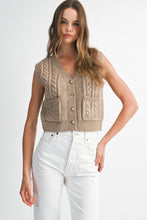Load image into Gallery viewer, Latte Cable Knit Sweater Vest
