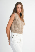 Load image into Gallery viewer, Latte Cable Knit Sweater Vest
