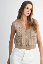 Load image into Gallery viewer, Latte Cable Knit Sweater Vest
